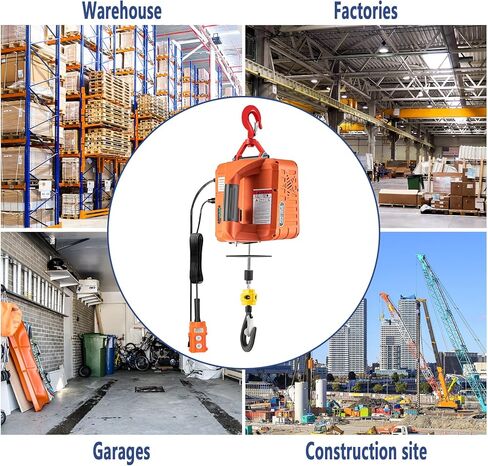 3 in 1 Electric Hoist Winch 1100lbs Portable Electric Winch, 1500W 110V Power Winch Crane, 25ft Lifting Height w/Wireless and Wire Remote Control, Overload Protection for Lifting Towing in Kuwait