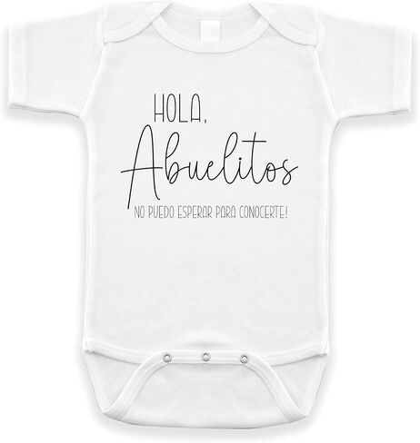 Hola Abuelitos - كشف عن مولود جديد للأجداد - بدلة للرضع لإعلان الحمل الإسباني - مفاجأة للجدة والجد (أبيض) in Kuwait