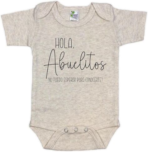 Hola Abuelitos - كشف عن مولود جديد للأجداد - بدلة للرضع لإعلان الحمل الإسباني - مفاجأة للجدة والجد (أبيض) in Kuwait