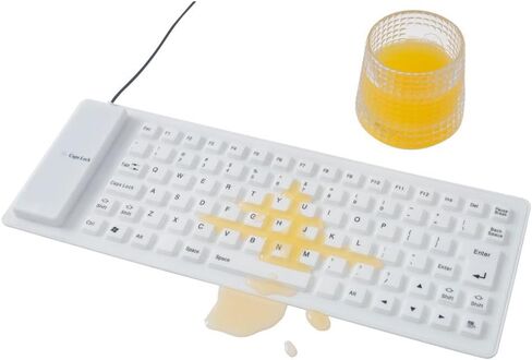 Waterproof Roll Out/Roll Up Keyboard Ideal as Kids Computer Keyboard or Spare/Secondary Keyboard, Flexible, Portable, Foldable Wireless/USB Keyboard Made with Silicone. (Black, Wireless) in Saudi Arabia