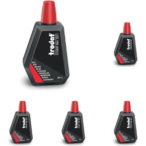 Trodat 7011 60ml Red Ink Bottle for Refilling Pads or Bearings, Water Based Ink for Stamping Documents, Clean and Sharp Footprints, Resealable Cap in Kuwait
