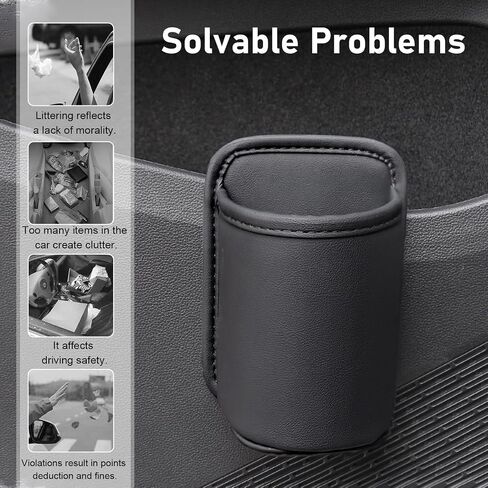 Shakas 2 PCS Car Door Large Cup Holder, Multifunctional Storage Bag Trash Can for Beverage Water Cup Mobile Phone, Waterproof Cleanable Leather Insert Organizer for Seat Back, for Cars Trucks (Black) in Saudi Arabia
