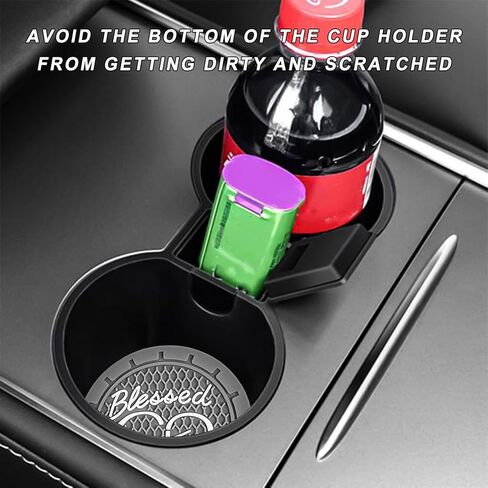 2 PCS Car Cup Holder Coaster, 2.76 Inch Soft PVC Non-Slip Blessed Cross and Heart Christian Car Cup Coasters, Auto Interior Shockproof Insert Drink Mat for Most Vehicles (Black) in Kuwait