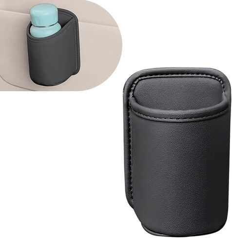 Shakas 2 PCS Car Door Large Cup Holder, Multifunctional Storage Bag Trash Can for Beverage Water Cup Mobile Phone, Waterproof Cleanable Leather Insert Organizer for Seat Back, for Cars Trucks (Black) in Saudi Arabia