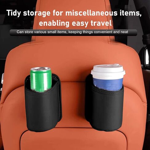 Shakas 2 PCS Car Door Large Cup Holder, Multifunctional Storage Bag Trash Can for Beverage Water Cup Mobile Phone, Waterproof Cleanable Leather Insert Organizer for Seat Back, for Cars Trucks (Black) in Saudi Arabia