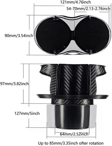 All Purpose 2 in 1 Car Cup Holder Expander Adapter, Multifunctional Organizer with 360 Rotating Adjustable, for Boat/Caravan in Saudi Arabia