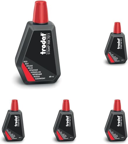 Trodat 7011 60ml Red Ink Bottle for Refilling Pads or Bearings, Water Based Ink for Stamping Documents, Clean and Sharp Footprints, Resealable Cap in Kuwait