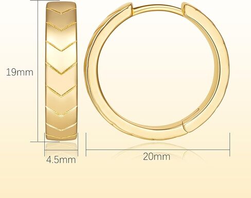 Gold Hoop Earrings 14K Gold Earrings for Women Hoop Earring for Women Hoops Simple yet Distinctive Carved Texture Hoops Earring for Womens 20mm in Saudi Arabia