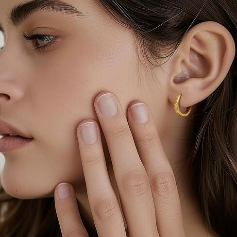 Gold Hoop Earrings 14K Gold Earrings for Women Hoop Earring for Women Hoops Simple yet Distinctive Carved Texture Hoops Earring for Womens 20mm in Saudi Arabia