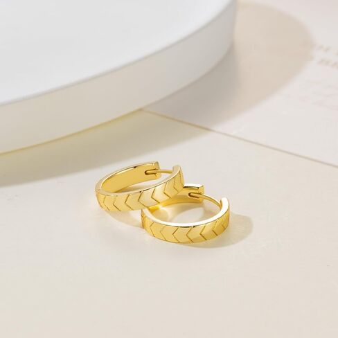 Gold Hoop Earrings 14K Gold Earrings for Women Hoop Earring for Women Hoops Simple yet Distinctive Carved Texture Hoops Earring for Womens 20mm in Saudi Arabia