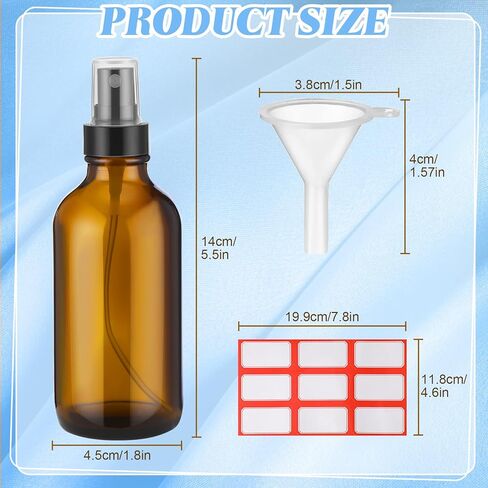 Fumete 36 Pcs Glass Spray Bottles 4oz Fine Mist Glass Spray Bottle Refillable Liquid Containers with 6 Labels 6 Funnel for Hair Travel Plants Cleaning Solutions Skin Care(Black,Classic) in Saudi Arabia