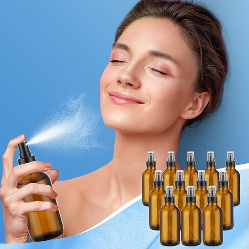 Fumete 36 Pcs Glass Spray Bottles 4oz Fine Mist Glass Spray Bottle Refillable Liquid Containers with 6 Labels 6 Funnel for Hair Travel Plants Cleaning Solutions Skin Care(Black,Classic) in Saudi Arabia