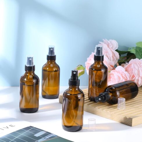 Fumete 36 Pcs Glass Spray Bottles 4oz Fine Mist Glass Spray Bottle Refillable Liquid Containers with 6 Labels 6 Funnel for Hair Travel Plants Cleaning Solutions Skin Care(Black,Classic) in Saudi Arabia