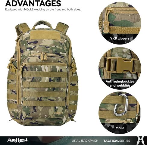 32L Tactical Backpack, Suspended 17 Inch Laptop Compartment, Black | Drop Protection, 1050D Water Resistant, Flight Approved, Heavy Duty, MOLLE, Travel, Everyday Carry, Weekend Trip in Saudi Arabia