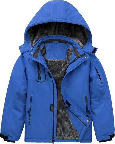 Arssm Boy's Waterproof Ski Jacket Kids Fleece Lined Warm Winter Snow Coat Thick Hooded Snowboard Jackets in Saudi Arabia
