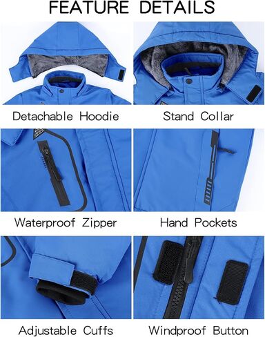 Arssm Boy's Waterproof Ski Jacket Kids Fleece Lined Warm Winter Snow Coat Thick Hooded Snowboard Jackets in Saudi Arabia