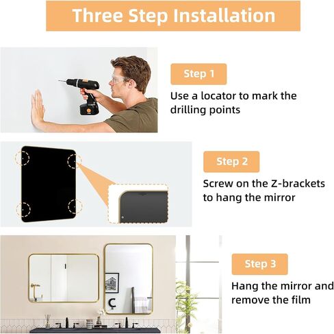 40"x30" Bathroom Mirror, Shatterproof Tempered Glass, HD No Distortion, Modern Gold Metal Frame - Wall Mount or Lean Design for Vanity, Living Room, Entryway in Saudi Arabia