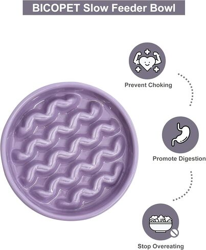 أطباق الكلب المغذية البطيئة، حامل مرتفع، سلالة صغيرة متوسطة الحجم، أكل الكلب البطيء، وعاء تغذية بطيء من السيراميك، وعاء تغذية بطيء للجرو من أجل أكل سريع، وعاء طعام للكلاب (وعاء مرتفع 19-38 أونصة) in Kuwait