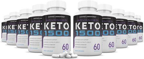 (3 Pack) Advanced Keto 1500 Keto Pills 1275MG New & Improved Formula Contains Apple Cider Vinegar Extra Virgin Olive Oil Powder Green Tea Leaf 180 Capsules in Kuwait