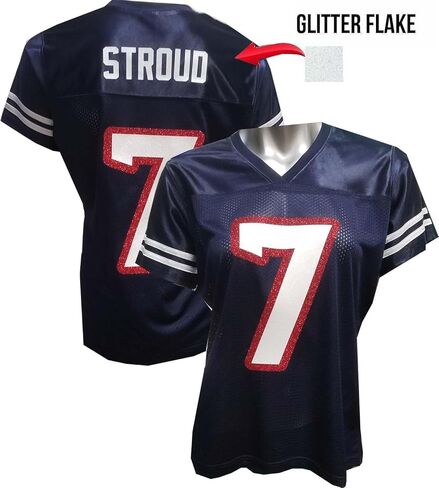 Custom Glitterflake CJ Stroud Womens Navy Jersey Size Large in Saudi Arabia