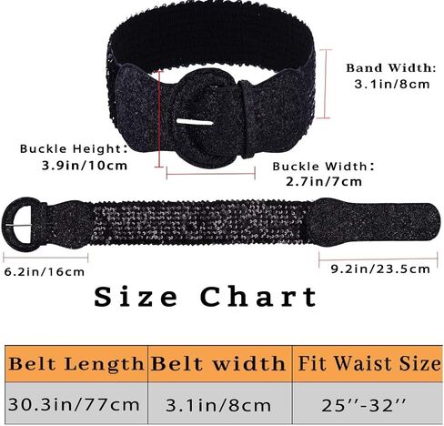 Women Wide Elastic Waist Belt for Dresses Glitter Sequins Wide Belt Gold Strethy Cinch Waistband for Ladies in Kuwait
