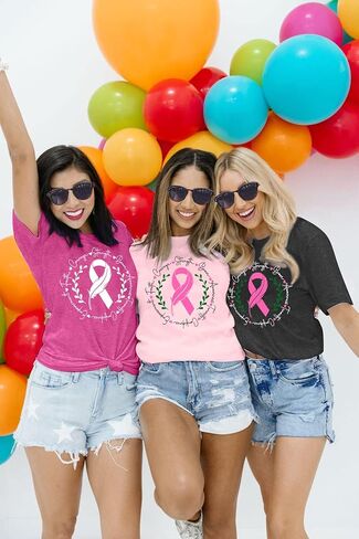 VVNTY Breast Cancer Shirts Women: Breast Cancer Awareness Shirt Pink Ribbon Tees Cancer Short Sleeve Tops in Saudi Arabia