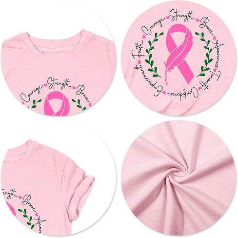 VVNTY Breast Cancer Shirts Women: Breast Cancer Awareness Shirt Pink Ribbon Tees Cancer Short Sleeve Tops in Saudi Arabia