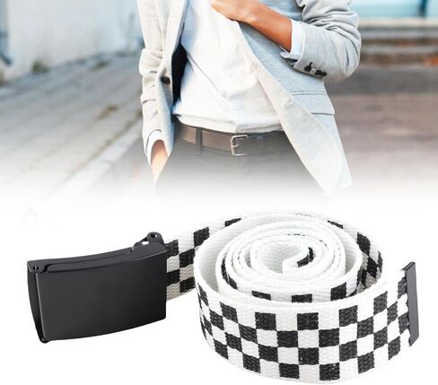 Pssopp Checkerboard Waistband Black White Belt Casual Waistband for Women Men in Saudi Arabia
