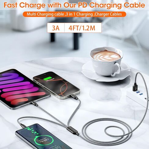 iPhone Charger Cable Apple MFi Certified Nylon 6FT Lightning Cord Fast Charging Wire for iPhone 14 13 12 11 Pro Max XR XS X 8 7 6 Plus SE iPad and More (4 Pack) in Saudi Arabia