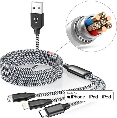 iPhone Charger Cable Apple MFi Certified Nylon 6FT Lightning Cord Fast Charging Wire for iPhone 14 13 12 11 Pro Max XR XS X 8 7 6 Plus SE iPad and More (4 Pack) in Saudi Arabia