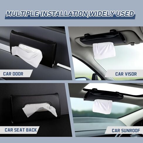 10 PCS Car Tissue Set with 9 PCS Tissue Refill and 1 PCS Black Car Tissue Holder, Sun Visor Napkin Holder and Car Tissue Box, Paper Dispenser for Auto, Car Case Refill Tissue, Car Accessories in Saudi Arabia