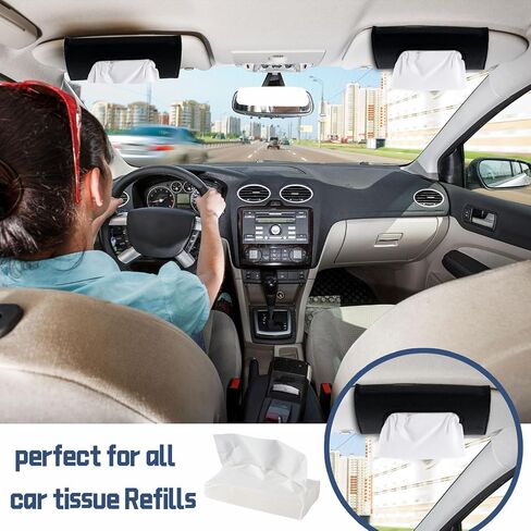 10 PCS Car Tissue Set with 9 PCS Tissue Refill and 1 PCS Black Car Tissue Holder, Sun Visor Napkin Holder and Car Tissue Box, Paper Dispenser for Auto, Car Case Refill Tissue, Car Accessories in Saudi Arabia