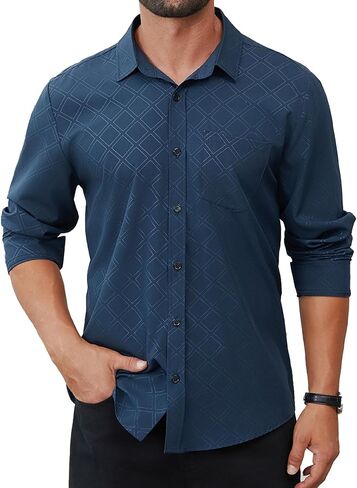 Hardaddy Mens Dress Shirt Long Sleeve Business Casual Button Down Shirts Men with Pocket Fall Winter in Saudi Arabia