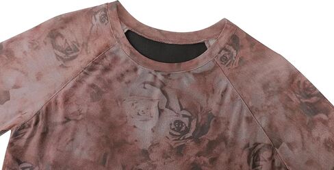 Totatuit قمصان أساسية نسائية بأكمام طويلة شبكية مزهّرة بياقة دائرية وبطانة مزدوجة مع فتحات للإبهام قطع علوية للخروج in Kuwait