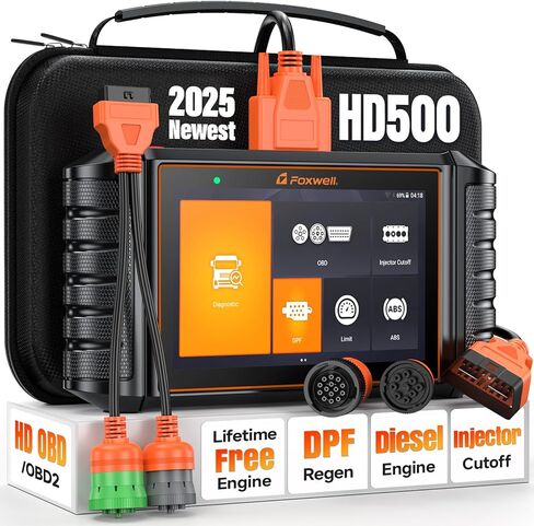 FOXWELL HD500 Heavy Duty Truck Scanner with DPF Regen/Injector Cutoff/Limit Setting, Full System Diesel Diagnostic Scan Tool for Cummins, Detroit, Caterpillar, Paccar, Hino & More Pickup Semi Trucks in Saudi Arabia