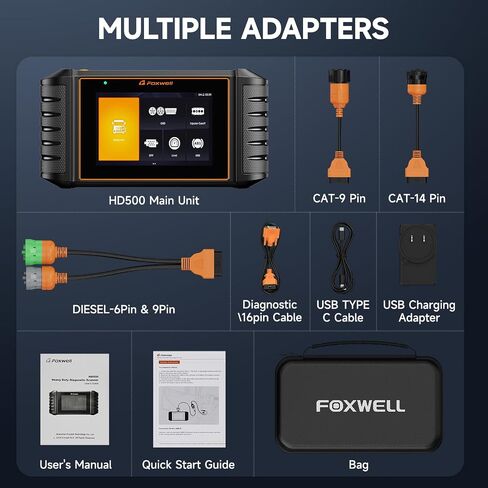FOXWELL HD500 Heavy Duty Truck Scanner with DPF Regen/Injector Cutoff/Limit Setting, Full System Diesel Diagnostic Scan Tool for Cummins, Detroit, Caterpillar, Paccar, Hino & More Pickup Semi Trucks in Saudi Arabia