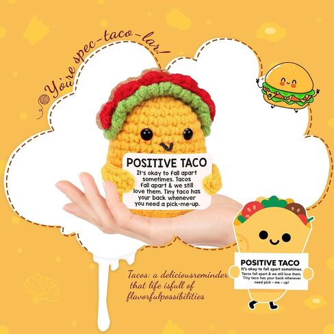 Positive Crochet Animals, Positive Potato Christmas Birthday Gifts for Women Men Office Desk Decor Best Friends, 1PCS Emotional Support Crochet (Taco-1pcs) in Saudi Arabia