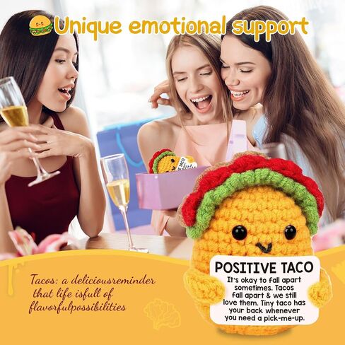 Positive Crochet Animals, Positive Potato Christmas Birthday Gifts for Women Men Office Desk Decor Best Friends, 1PCS Emotional Support Crochet (Taco-1pcs) in Saudi Arabia