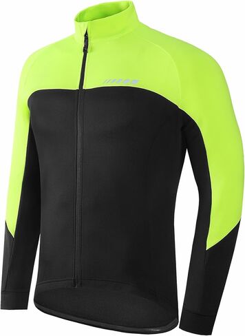 qualidyne Men's Thermal Cycling Jersey Long Sleeve Winter 3 Pockets Bike Fleece Jackets Windproof Reflevtive Cold Weather in Saudi Arabia