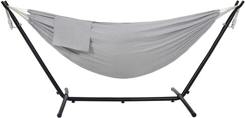 أرجوحة Lazy Daze Hammocks المزدوجة مع حامل فولاذي موفر للمساحة بطول 9 أقدام يتضمن حقيبة حمل محمولة بسعة 450 رطلًا (رمادي فاتح) in Kuwait