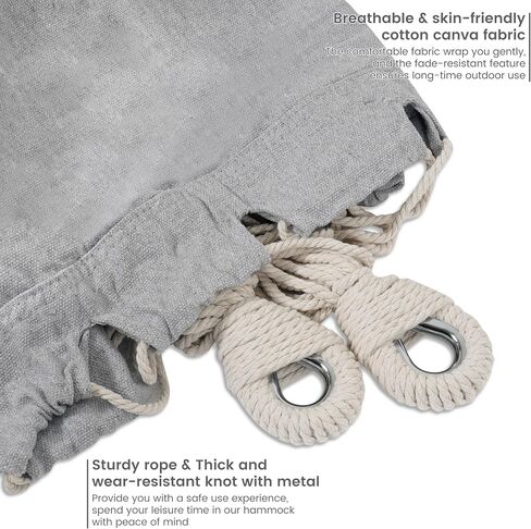أرجوحة Lazy Daze Hammocks المزدوجة مع حامل فولاذي موفر للمساحة بطول 9 أقدام يتضمن حقيبة حمل محمولة بسعة 450 رطلًا (رمادي فاتح) in Kuwait