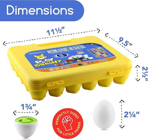 Play Brainy™ Shape and Color Matching Eggs – Easter Egg Toy – Educational Montessori STEM Toy for Toddlers and Preschoolers – Great for Color and Shape Recognition Development – Set of 12 Shape Eggs, in Saudi Arabia