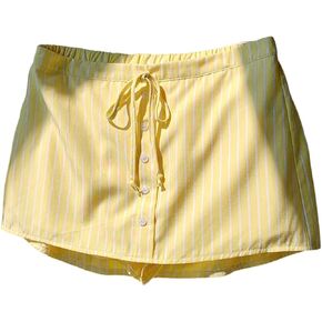 Floerns Women's Striped Button Mini Skort Drawstring Elastic Waist Cute Skirt Shorts in Saudi Arabia