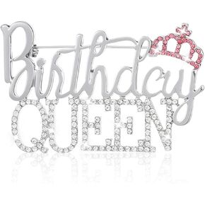 Birthday Brooch Pin Metal, Queen Crown Brooch for Women Sliver Bling Luxury Rhinestone Crystal Lapel Pin for Birthday Party Decorations Dress Ceremony Fashion Gifts in Kuwait