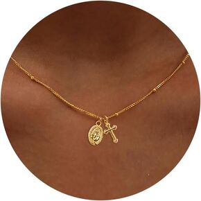 14K Gold Plated Chunky Cross Necklaces for Women, Statement Simple Dainty Pendant Necklace Trendy Charm Choker Paperclip Chain Necklace Body Summer Beach Jewelry in Saudi Arabia