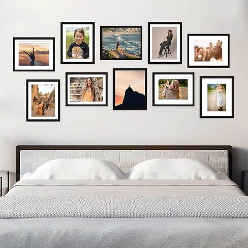 8x10 Picture Frame, Display Photo 5x7 and 4x6 With Mat or 8x10 Without Mat Picture Frame Covered by Plexiglass Engineered Wood Frame For Table Top and Wall Mounting (Black, 8X10 MDF) in Saudi Arabia