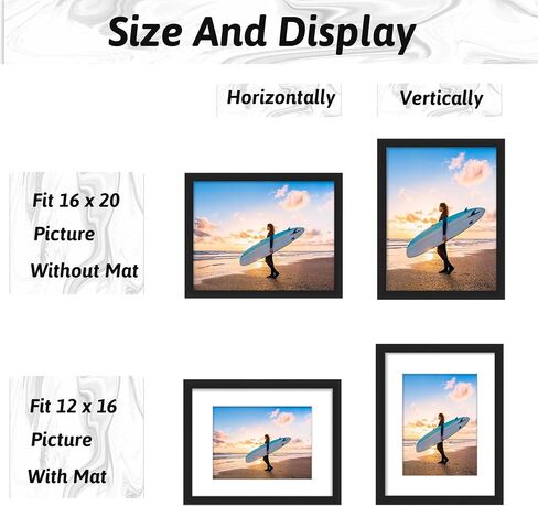 8x10 Picture Frame, Display Photo 5x7 and 4x6 With Mat or 8x10 Without Mat Picture Frame Covered by Plexiglass Engineered Wood Frame For Table Top and Wall Mounting (Black, 8X10 MDF) in Saudi Arabia