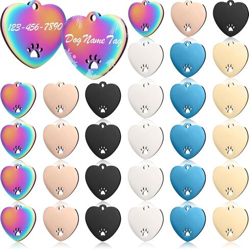 Hicarer 30 Pcs Stainless Steel Blank Pet ID Tags Personalized Dog Name Tag with Hollow Design Engraved on Both Sides Dog Cat Collar Name Accessories Regular Size DIY in Saudi Arabia