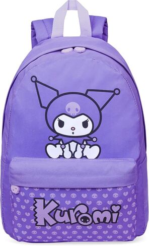 Hello Kitty Sanrio Backpack for Girls, Tweens with Zipped Front Pocket, Kawaii Backpacks for School, Travel, Gifts for Girls (Purple Kuromi) in Saudi Arabia