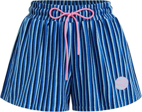 CIDER X Polly Pocket - Womens Striped Terry Cloth Drawstring Shorts Casual Summer Beach Lounge Wear in Saudi Arabia